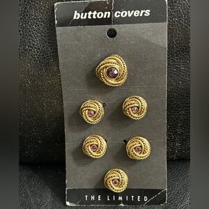 Vintage The Limited Twisted 6 Gold Button Covers with Purple Amethyst Accents